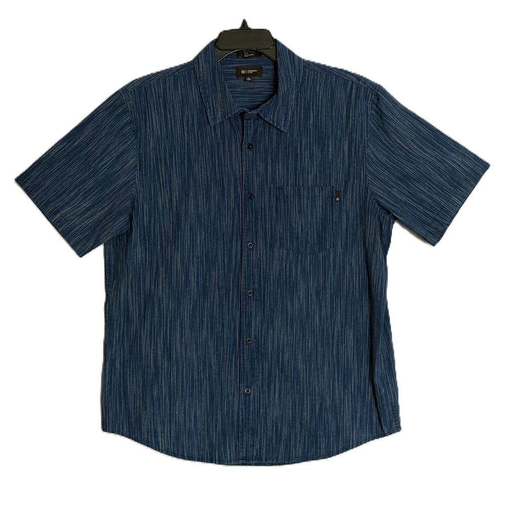 AG Los Angeles Shirt Men's Large Relaxed Fit Wesley Short Slv Button-Up Blue NEW